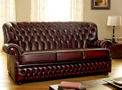 Monks Red Leather Chesterfield