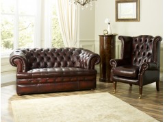 Baron Red Leather Chesterfield Suite