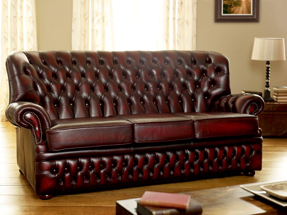 Monks Red Leather Chesterfield