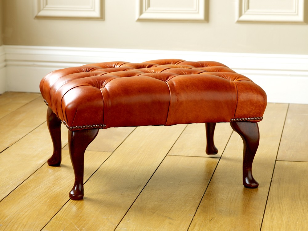Leather Queen Anne Stool