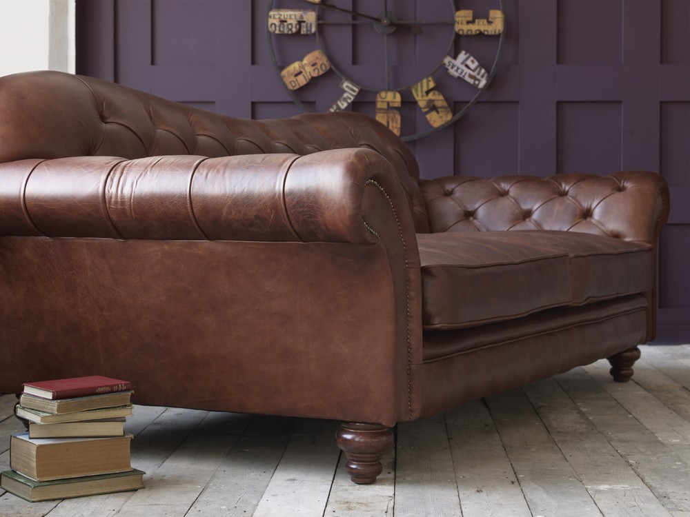 Arundel Vintage Brown Leather Sofa Click to Zoom