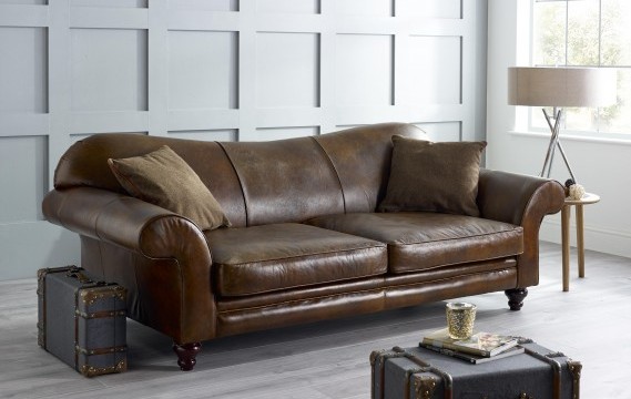 St Charles Hand Antiqued Leather Sofa