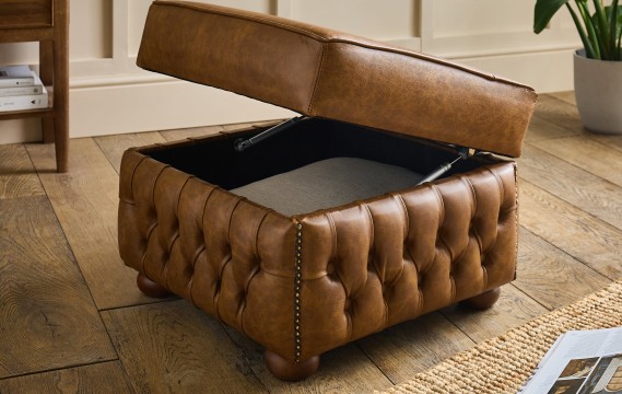 Claridge Leather Chesterfield Footstool