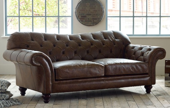Genuine on sale leather chesterfield