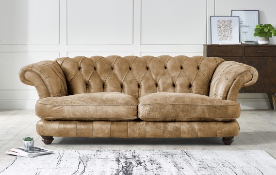 St Edwin Modern Chesterfield Leather Sofa