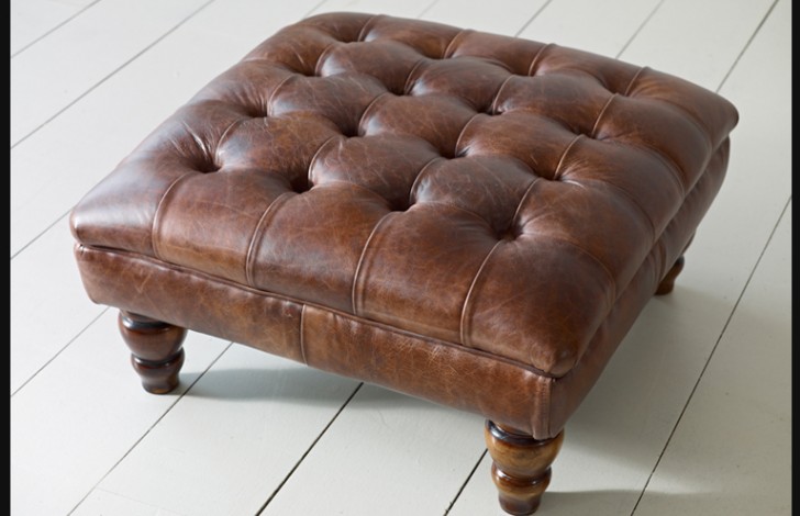 Balston Leather Chesterfield Footstool