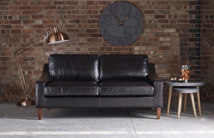 Bedford Black Leather Sofa