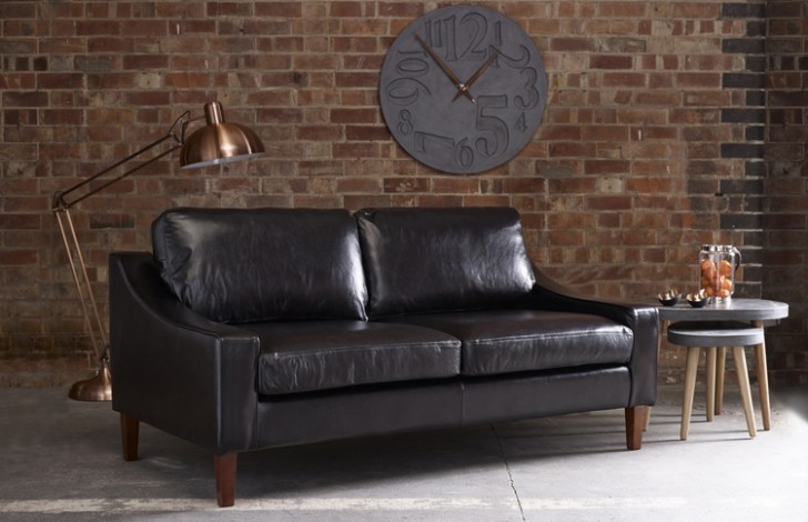Bedford Black Leather Sofa