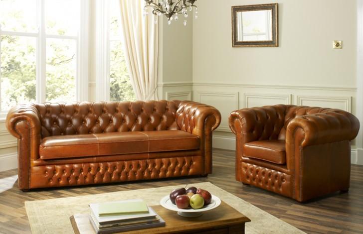 Heaton Leather Chesterfield Sofa