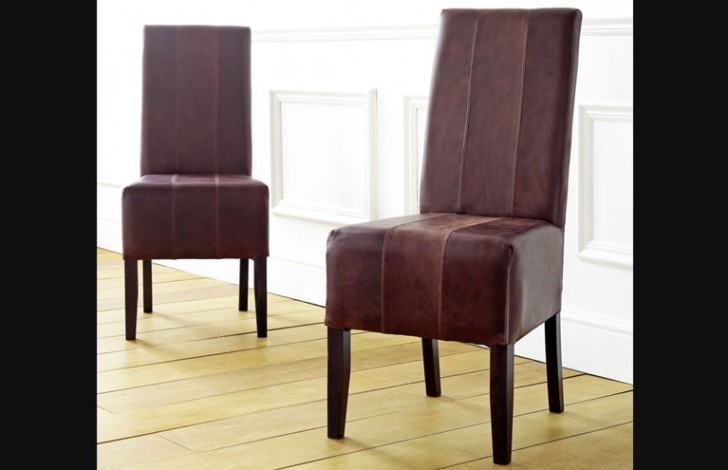 Idaho Deep Tramlined Leather Dining Chairs