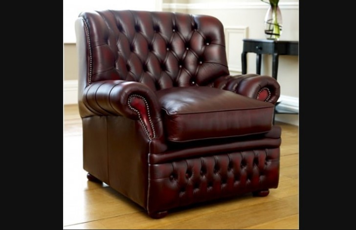 Monks Red Leather Chesterfield