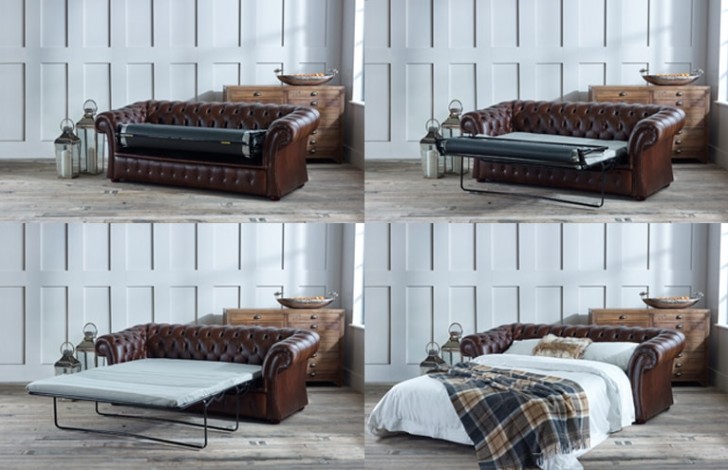 Oxley Classic Leather Chesterfield Sofa Bed