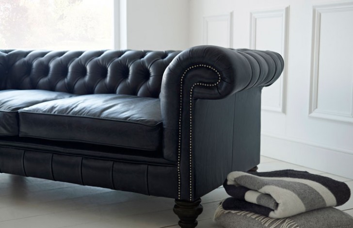 Paxton Black Leather Chesterfield