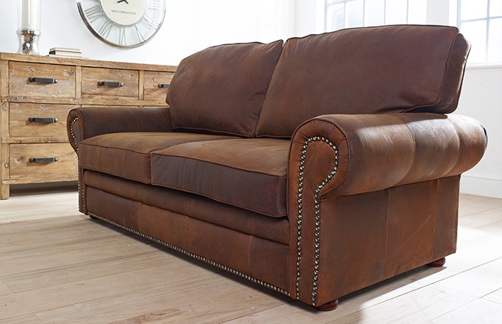 Hamilton Studded Leather Sofa Bed