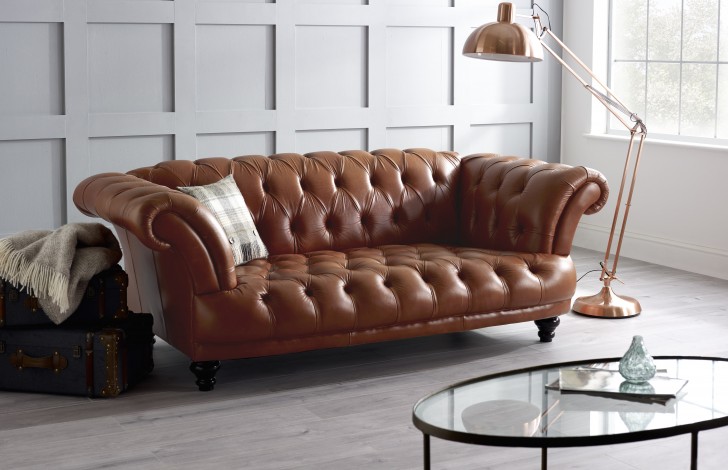 Edmund Vintage Brown Leather Sofa Chesterfield Company