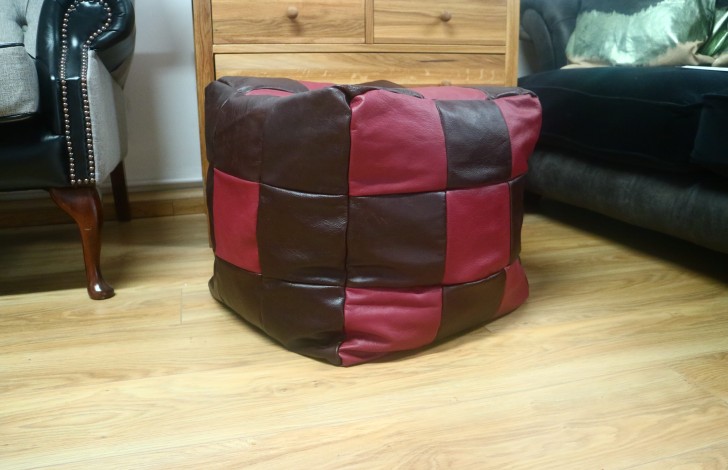 Patchwork Leather Cube Beanbag - 54 Panel