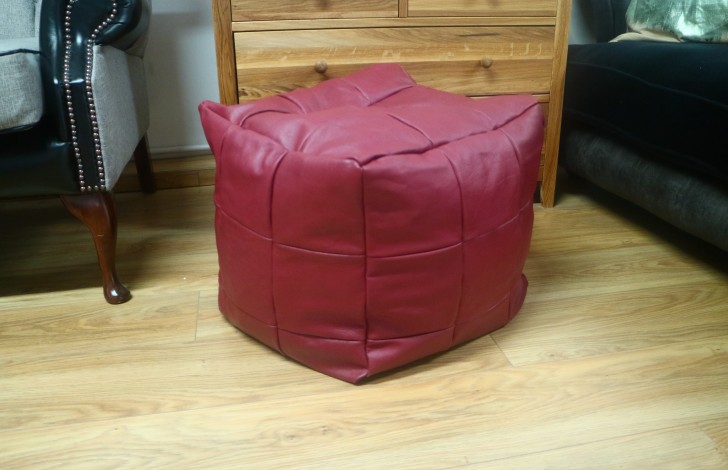 Patchwork Cube Beanbag - Leather 54 Panel