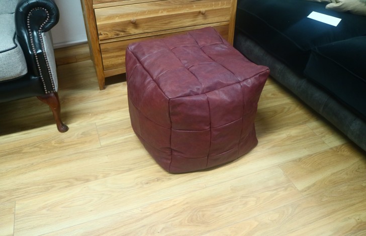 Patchwork Leather Cube Beanbag - 54 Panel