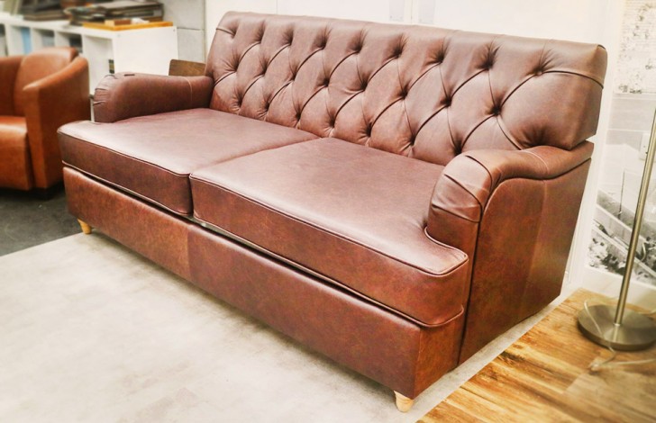 Bespoke Classic Leather Chesterfield - 3 Seater Sofa Bed - Dune Coffee