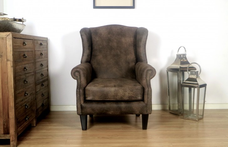 Chorlton Wingback Armchair, Leather Wingback Armchair