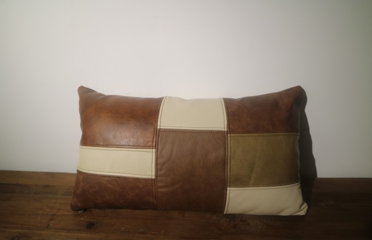 Patchwork Leather Bolster Cushion