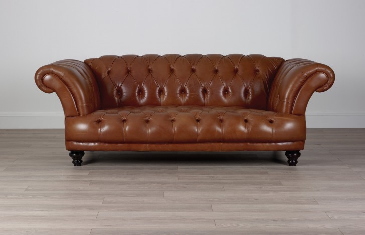 St Edmund Vintage Brown Leather Sofa - 3 Seater - Black