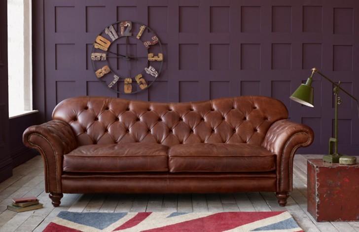 Arundel Vintage Leather Sofa - 3 Seater - Ash