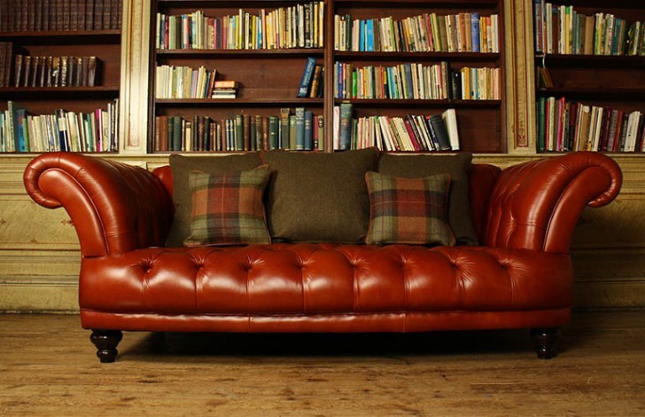 St Edmund Vintage Brown Leather Sofa - 3 Seater - Chestnut