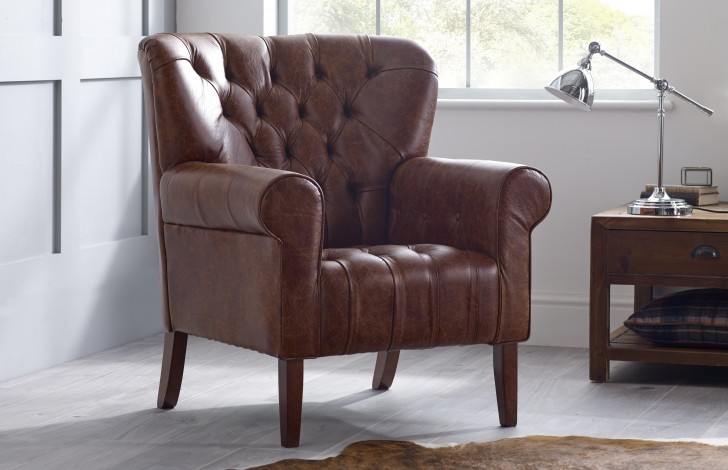 Oliver Spoon Back Chair - Oliver Leather Spoon Back Chair - Bark