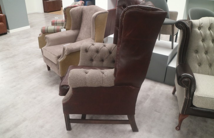 Manchester Vintage Leather Fireside Armchair - Leather Fabric Mix