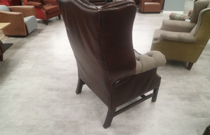 Manchester Vintage Leather Fireside Armchair - Leather Fabric Mix