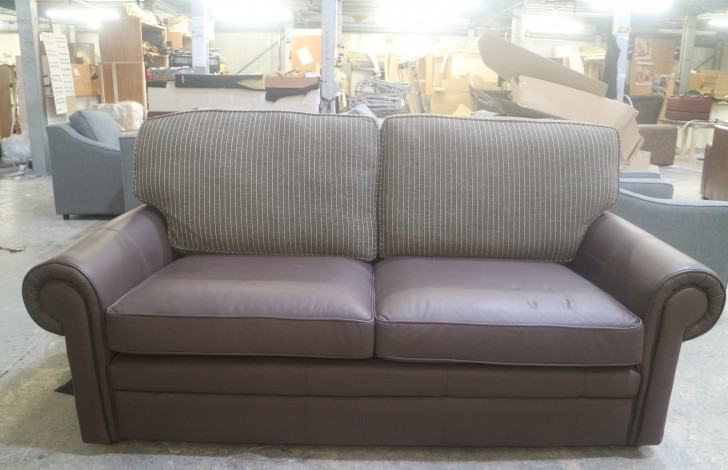 Hamilton Traditional Sofa - 3 Seater - Havana Chocolate + Fabric Mix