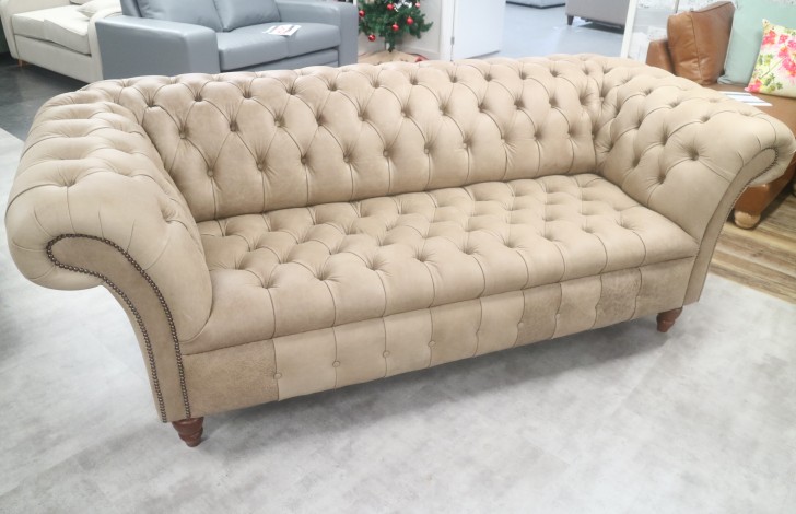 Balston Black Leather Chesterfield - 3 Seater - Selvaggio Hare