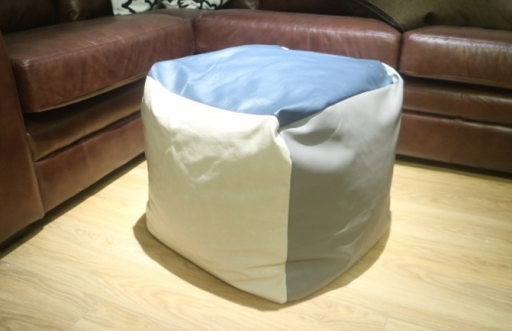 Patchwork Leather Cube Beanbag - 6 Panel