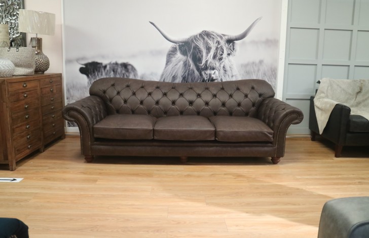 Arundel Vintage Brown Leather Sofa - 4 Seater - Roast