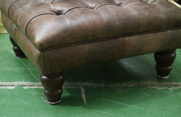 Balston Leather Chesterfield Footstool - Balston Footstool - Bespoke Leather