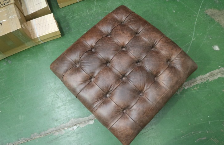 Balston Leather Chesterfield Footstool - Balston Footstool - Bespoke Leather