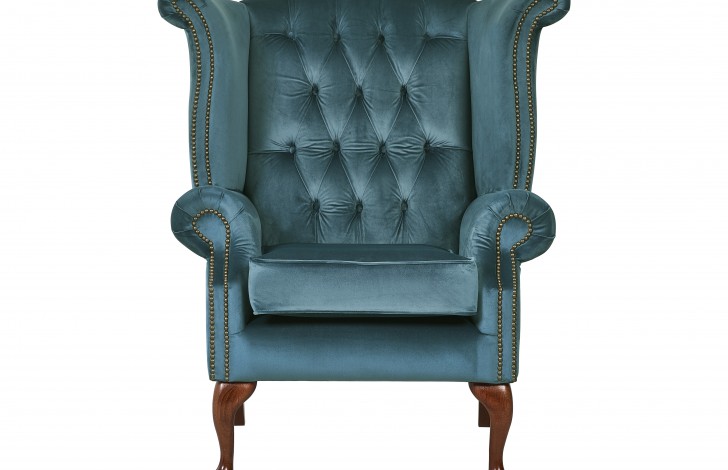 Fabric Scroll Wing Chair