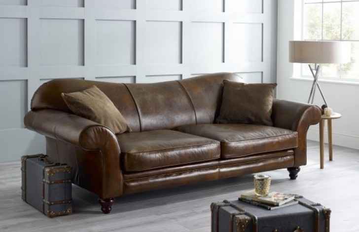 St Charles Hand Antiqued Leather Sofa