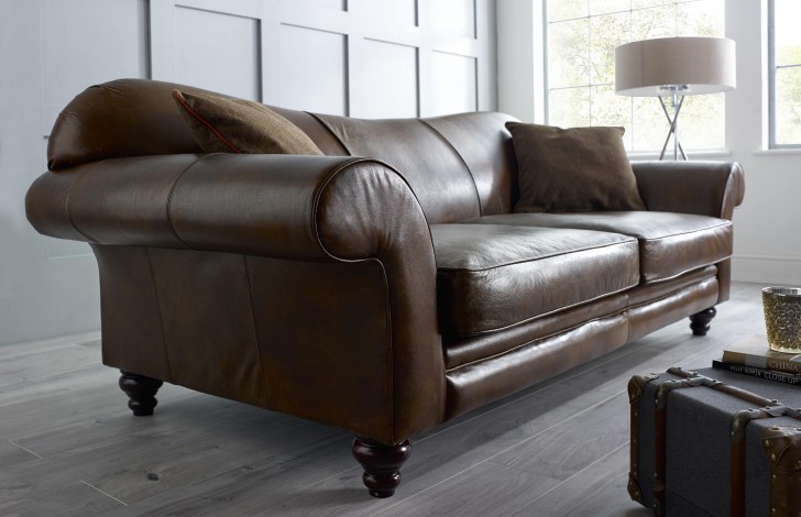 St Charles Hand Antiqued Leather Sofa