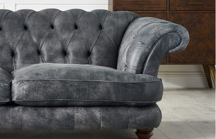 St Edwin Modern Chesterfield Leather Sofa