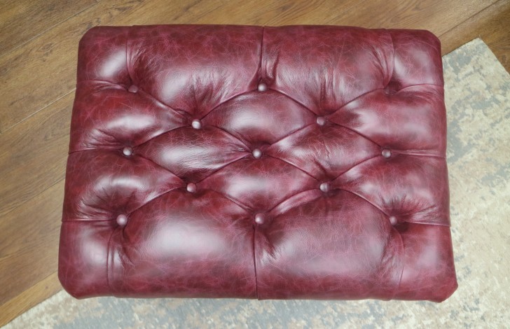 Queen Anne Leather Stool - Bespoke Vintage Auburn