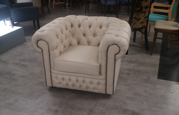 Claridge Luxury Chesterfield Sofa - Chair - Bracken Cream