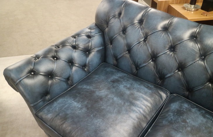 Blue leather store sofa sale
