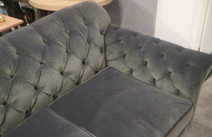 Arundel Vintage Fabric Sofa - 4 Seater + 1.5 Seater - Tango Granite Velvet