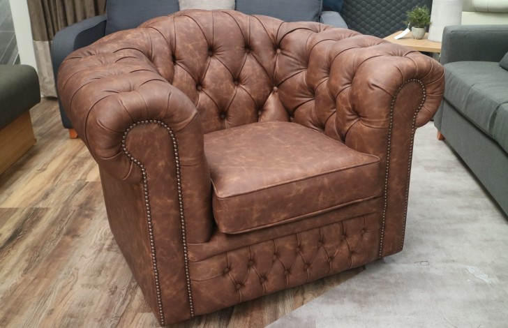 Oxley Classic Leather Chesterfield - Chair - Apache Tan