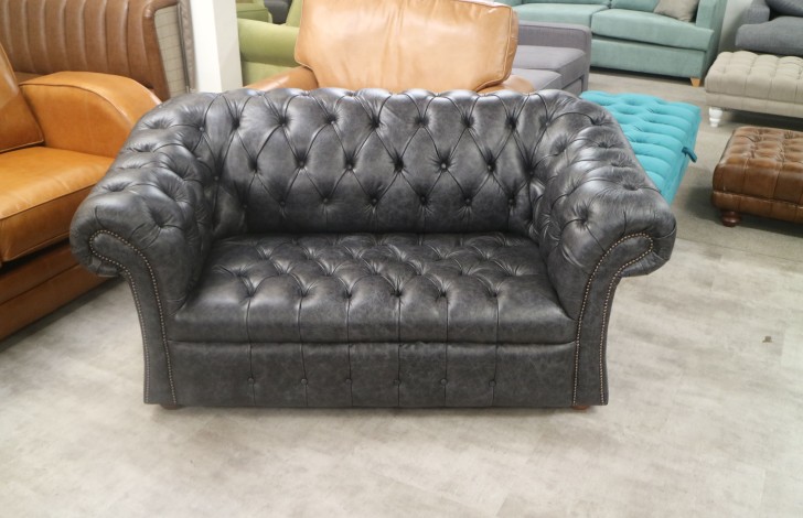 Coniston Leather Chesterfield - 3 Seater + 2 Seater - Dune Charcoal