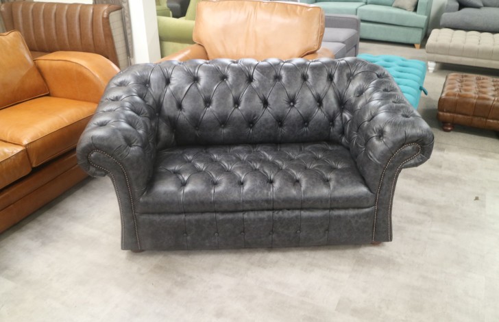 Coniston Leather Chesterfield - 3 Seater + 2 Seater - Dune Charcoal
