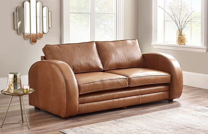 Full grain shop leather reclining loveseat