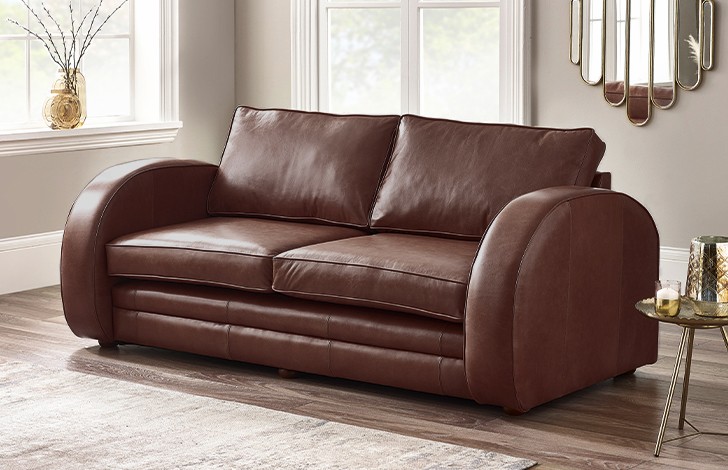 Astoria Art Deco Leather Sofa Bed